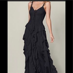 Venus black ruffle maxi dress